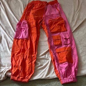Fashion Nova Orange and Pink Joggers